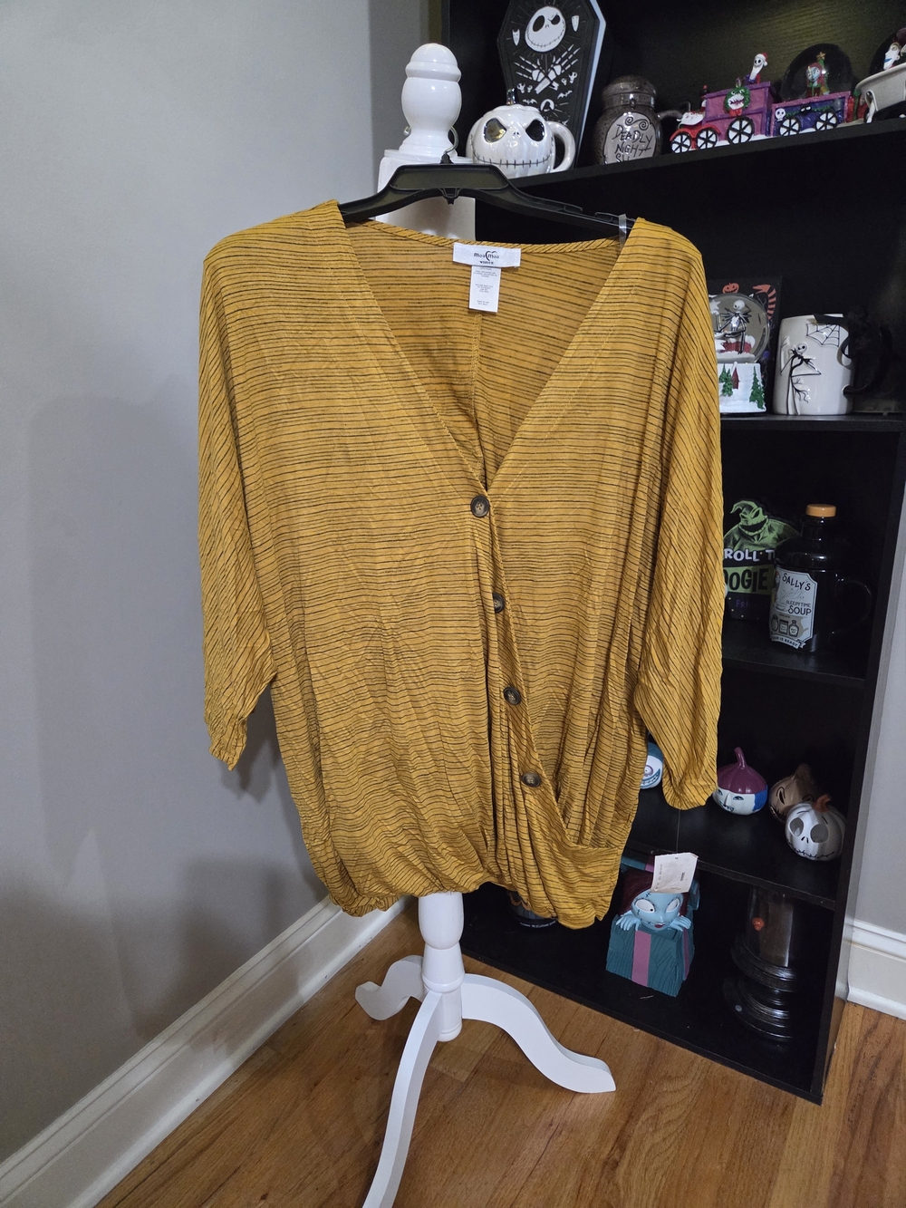Moa Moa Mustard Yellow Stripe Button-Front Cardigan